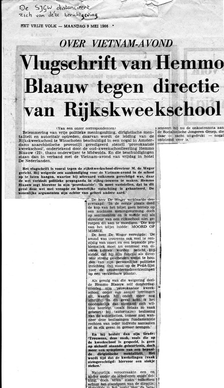 artikel in "Het Vrije Volk" mei 1966