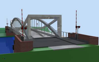 Zo komt de nieuwe brug tussen Noord- en Zuidhorn er ui te zien, de opvolger van de huidige brug. (Zo eentje ook bij Dorkwerd). Eerst de wegverlegging met de nieuwe hoge brug klaar, uiterste datum: 1 juli 2014. Daarna vervanging van de huidige tafelbrug.